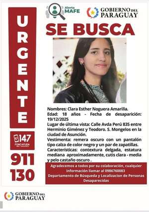 Piden ayuda para encontrar a Clara Esther Noguera Amarilla, desaparecida en Asunción - Nacionales - ABC Color