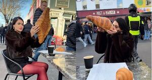 Diario HOY | Laurys Dyva captó la atención del público londinense con un enorme croissant