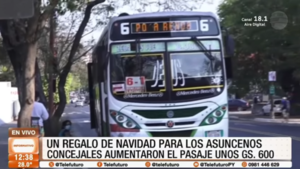 Regalo de Navidad: Junta Municipal aprueba suba del pasaje en Asunción