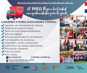 MTSS ANUNCIA LLEGADA A MARÍA AUXILIADORA CON TODOS SUS SERVICIOS.