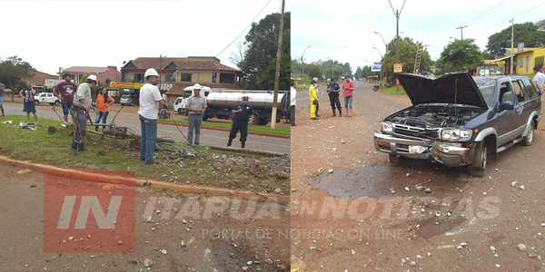 RODADO IMPACTÓ CONTRA COLUMNA DE LA ANDE EN MARIA AUXILIADORA.