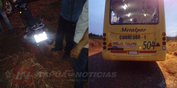 ACCIDENTE ENTRE MOTOCICLETA Y ÓMNIBUS SOBRE RUTA 1 ZONA SAN JUAN DEL PARANÁ.