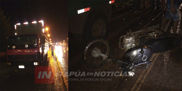 MOTOCICLISTA SUFRIÓ LESIONES TRAS IMPACTAR CONTRA CAMIÓN