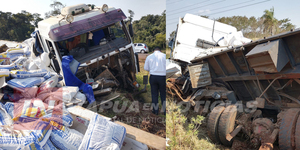 CAMIÓN LLENO DE BALANCEADO VOLCÓ SOBRE RUTA N° 1