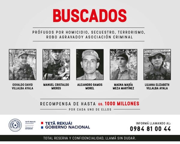 GOBIERNO OFRECE RECOMPENSA POR INFORMACIÓN SOBRE SECUESTRADORES