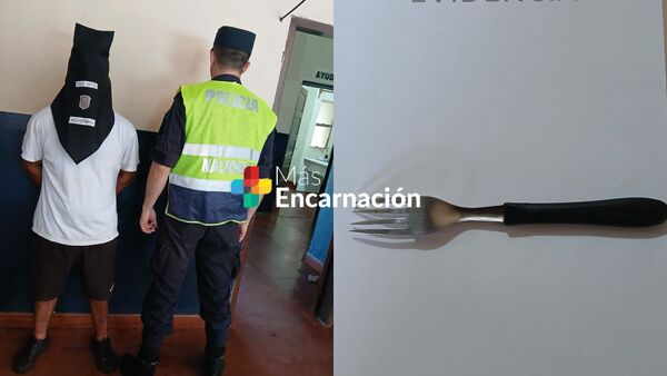 Atacó a su pareja con un tenedor y terminó aprehendido en Hohenau