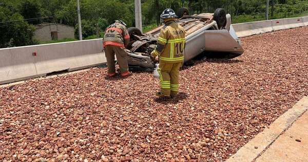 Diario HOY | Madre e hija sufren vuelco en rampa de emergencia del Cerro Caacupé