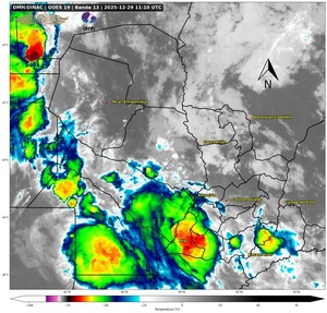 Alerta meteorológica: Tormentas persisten y se concentran en el sur de la Región Oriental