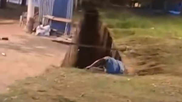 Video: Hombre termina en el desagüe tras un mano a mano en Yby Yaú