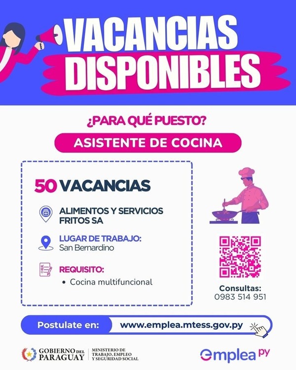 San Bernardino abre 50 vacancias en gastronomía a través de EmpleaPy - ADN Digital