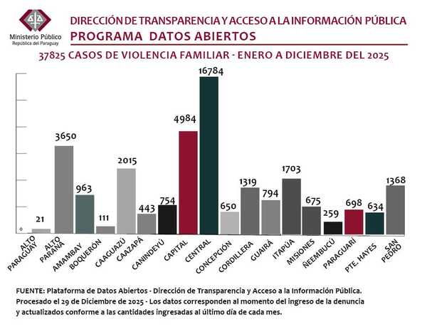 104 víctimas por día de Violencia Familiar en Paraguay en 2025