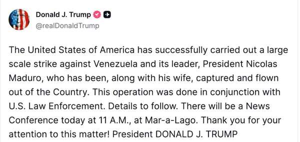 URGENTE: Trump dice que Maduro fue “capturado y sacado” de Venezuela - Mundo - ABC Color