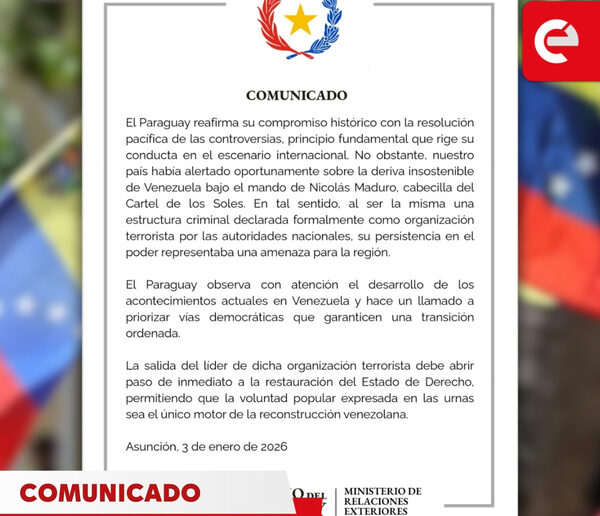 Paraguay se pronuncia sobre la crisis en Venezuela y llama a una transición democrática - Canal-E