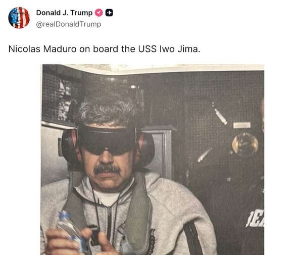 Trump difunde imagen de Nicolás Maduro detenido a bordo de buque militar estadounidense - Mundo - ABC Color