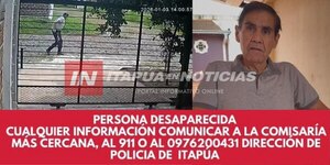 BUSCAN INTENSAMENTE A UN HOMBRE DE 70 AÑOS DESAPARECIDO