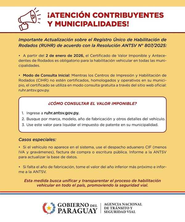 Popular / Recuerdan que este mes oñepyruta la unificación del sistema de habilitación vehícular con nuevos requisitos