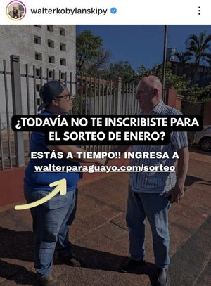 Senador sigue promocionando sorteos por valor de G. 1 millón