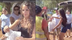 Quinceañera pidió alimentos como regalo y llevó a obreros de Encarnación