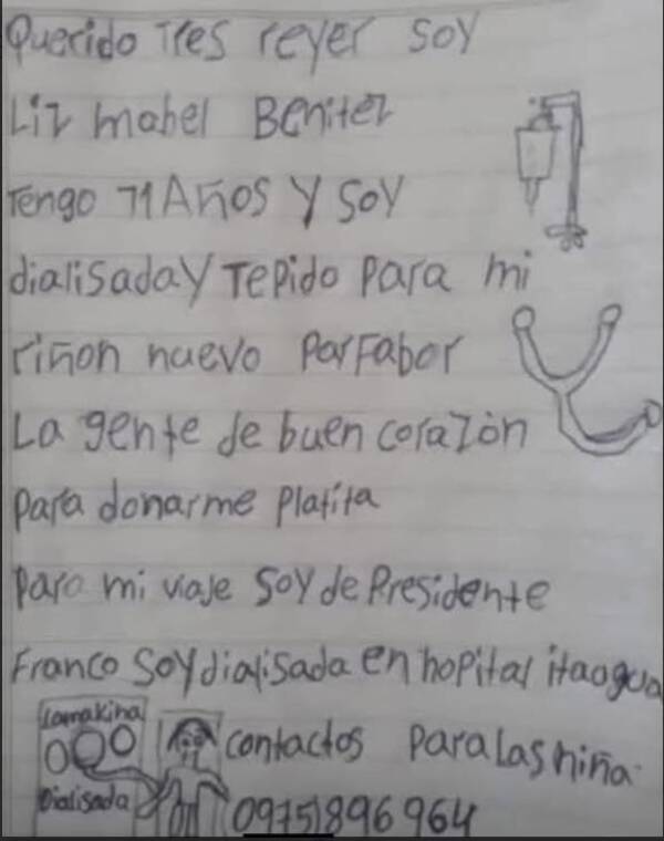 La emotiva carta de una niña a Los Reyes Magos