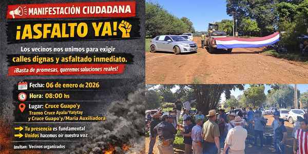 MANIFESTACIÓN CIUDADANA EXIGE ASFALTADO URGENTE EN CRUCE GUAPO’Y