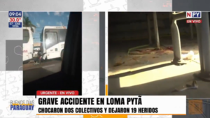 Choque de buses deja un saldo de 16 heridos en Loma Pytã
