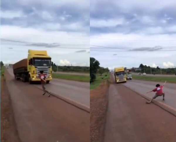 Jóvenes realizan maniobras extremas para TikTok y ponen en riesgo vidas en Minga Guazú