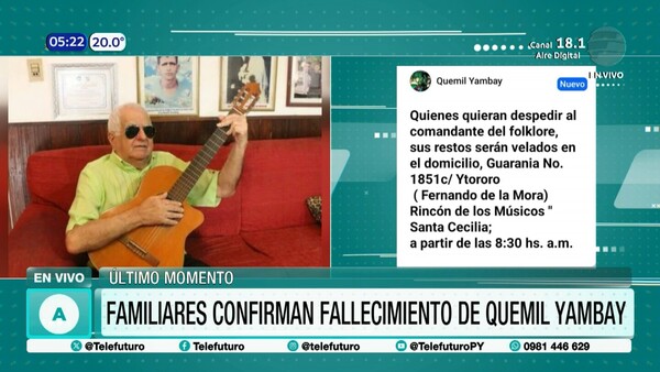 Fallece el destacado músico paraguayo Quemil Yambay a los 87 años