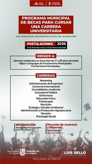 Becas universitarias: Asunción habilita postulación para jóvenes de 17 a 29 años - ADN Digital