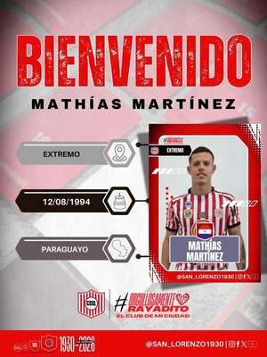 Mathías Martínez es nuevo refuerzo del Sportivo San Lorenzo » San Lorenzo PY