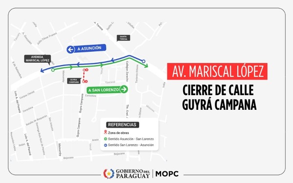 Intervendrán la calle Guyrá Campana sin afectar el tránsito sobre Mariscal López