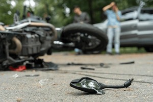 Choque de motocicleta contra dos vehículos deja un adolescente herido