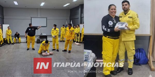 BOMBEROS DE ENCARNACIÓN RECIBEN DESFIBRILADOR Y SE CAPACITAN EN RCP