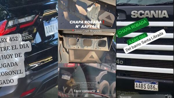 Preocupación en Coronel Bogado por el hurto de chapas de vehículos