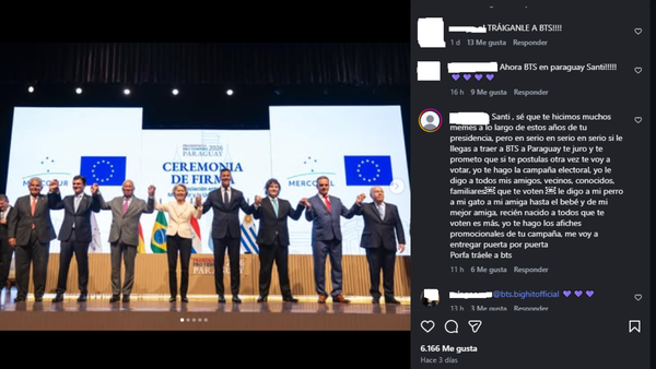 ARMY Paraguay pide a Santi Peña que traigan a BTS para fomentar el turismo