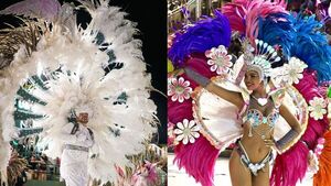 Desafiando el peso y el calor: Sambistas de Encarnación bailan con trajes de hasta 75 kilos