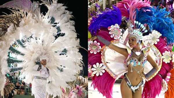 Desafiando el peso y el calor: Sambistas de Encarnación bailan con trajes de hasta 75 kilos