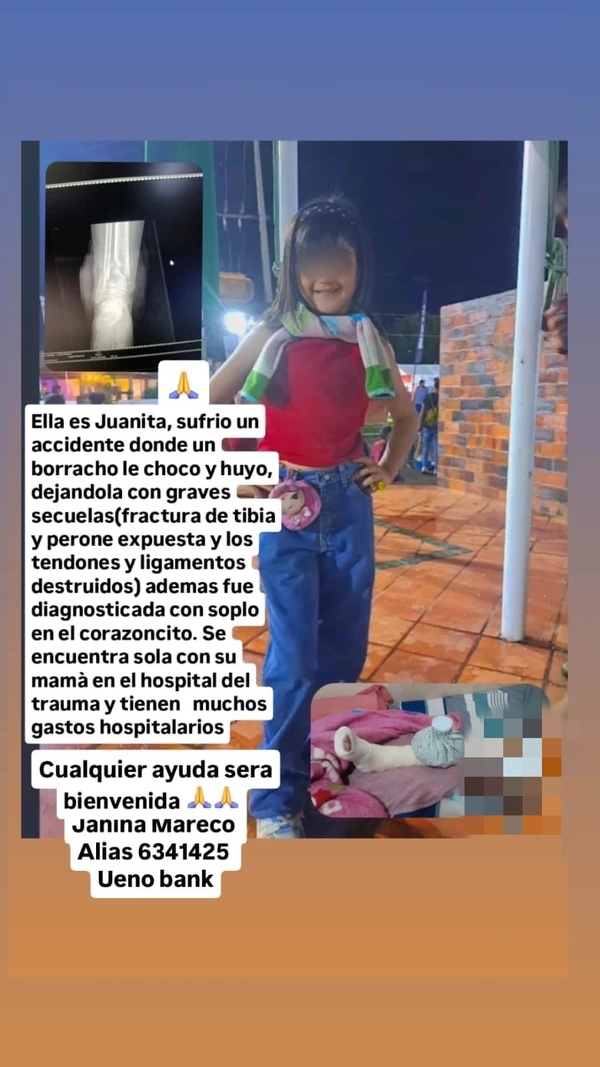 Solidaridad por Juanita, una niña de 8 años gravemente herida tras accidente vial - Concepción al Día