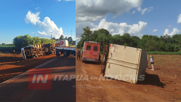 VUELCO DE CAMIÓN DEJA UN CONDUCTOR LESIONADO EN CAPITÁN MEZA