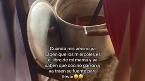 Luqueña prepara garrón en su casa y reparte entre los vecinos del barrio