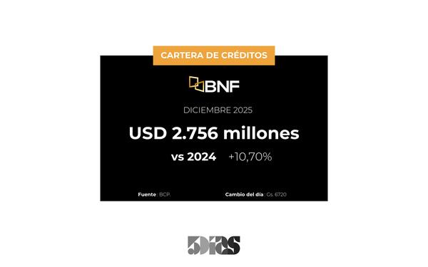 Banco BNF tuvo una subida del 11% en sus créditos a Diciembre