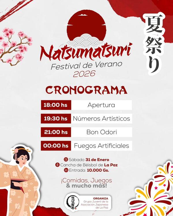 Regresa el Natsumatsuri 2026 a Itapúa con una gran fiesta de cultura japonesa