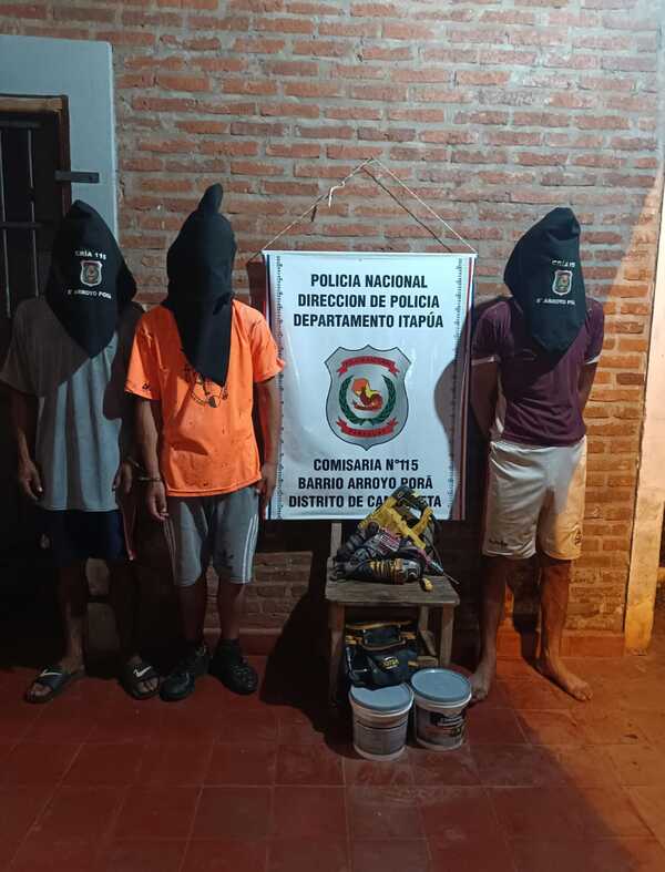 Aprehenden a tres personas y recuperan herramientas denunciadas como hurtadas en Arroyo Porã