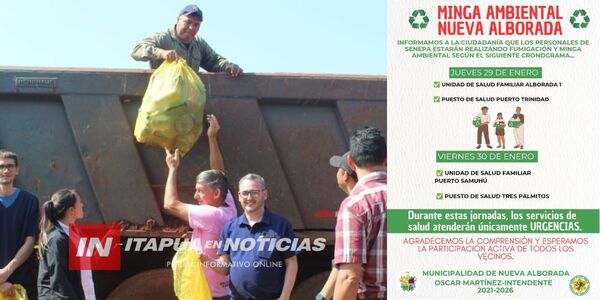 MUNICIPALIDAD DE NUEVA ALBORADA IMPULSA MINGA AMBIENTAL CONTRA EL DENGUE