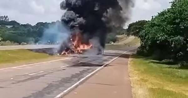 La Nación / Reportan choque e incendio de camión de gran porte en Alto Paraná