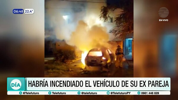 Detienen a joven que habría incendiado el auto de su expareja