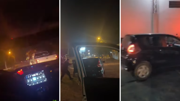 De película: Mujer se lanza del auto por amenaza, la Policía inicia una persecución y atrapa a dos