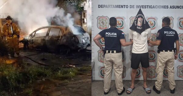 Cae joven que habría quemado el auto de su expareja en Asunción - trece