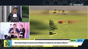 Gobernador de Guairá se defiende tras llegar en helicóptero rojo a la costanera de Encarnación