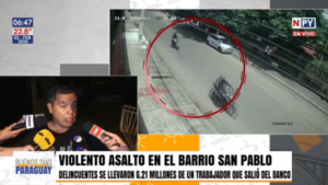 Violenta salidera bancaria en el barrio San Pablo: roban G. 21 millones a un trabajador