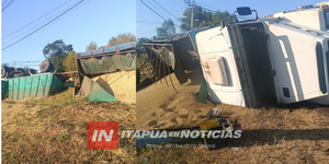 VUELCO DE CAMIÓN DEJA UN CONDUCTOR LESIONADO EN SAN LUIS DEL PARANÁ
